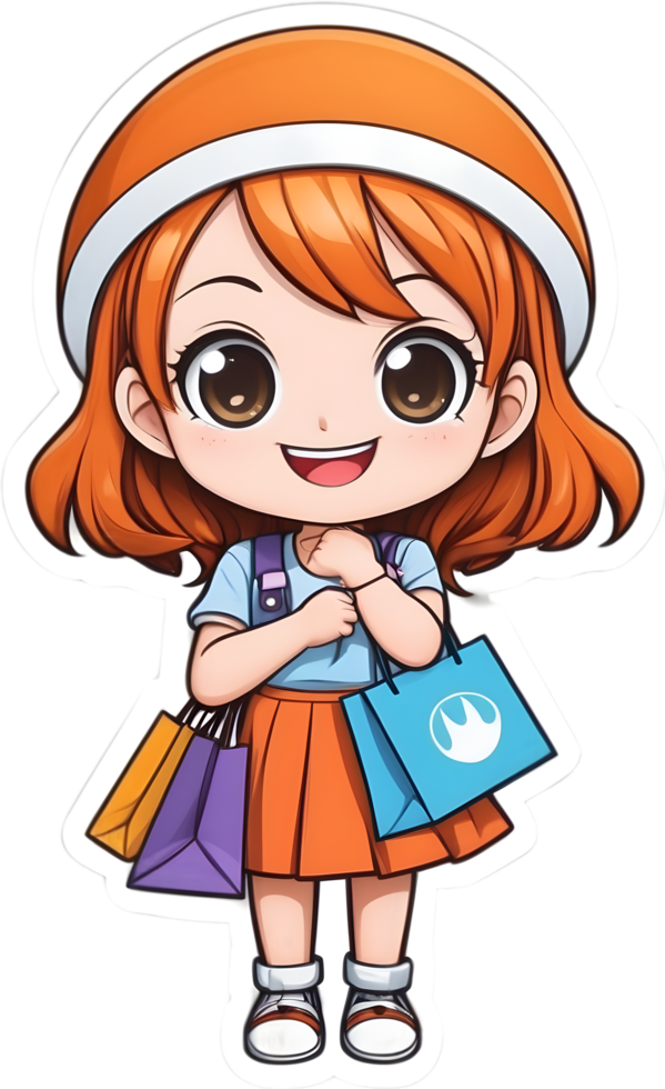 cartoon holding shopping bags clipart ai generative png