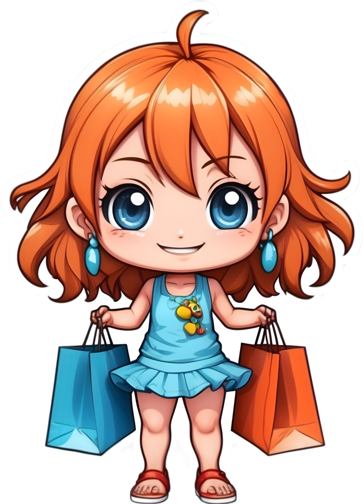 cartoon holding shopping bags clipart ai generative png