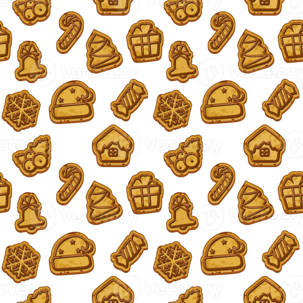 Seamless pattern with Cookies for Christmas. Gingerbread pattern. png