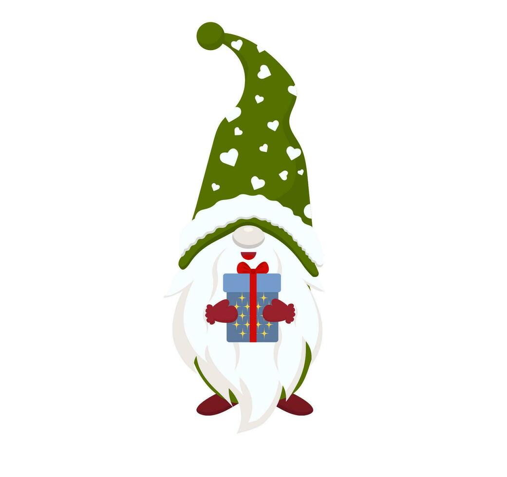 linda Navidad Papa Noel gnomo con Navidad árbol. vector ilustración