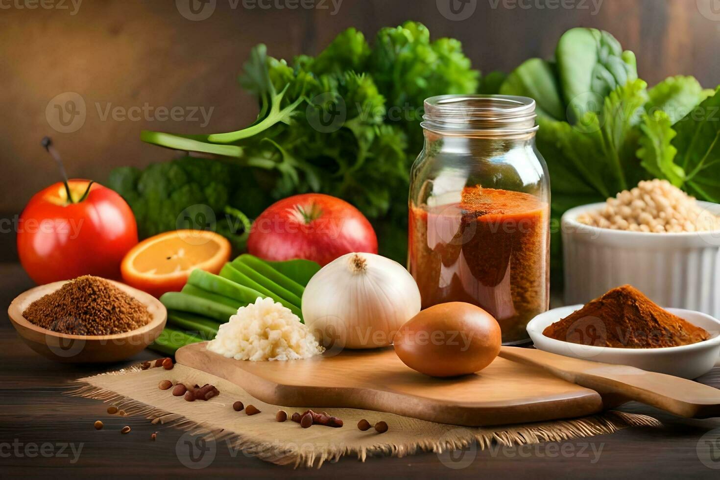 ingredientes para un sano dieta. generado por ai foto