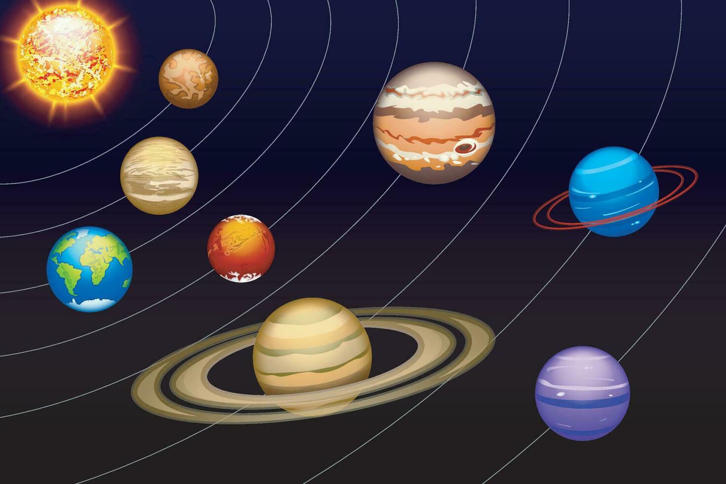 solar system cartoon vector