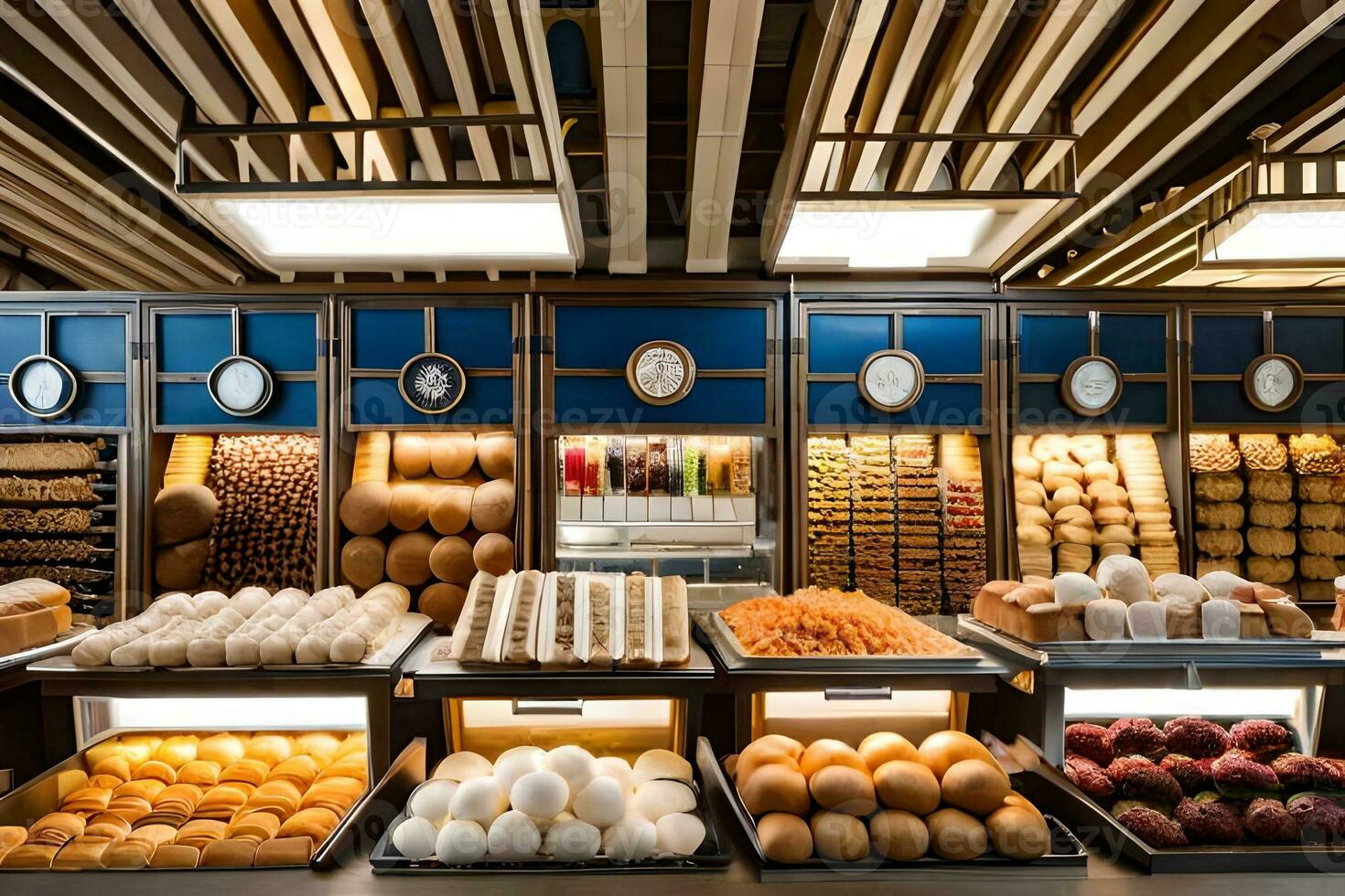 a bakery with lots of different types of breads. AI-Generated photo