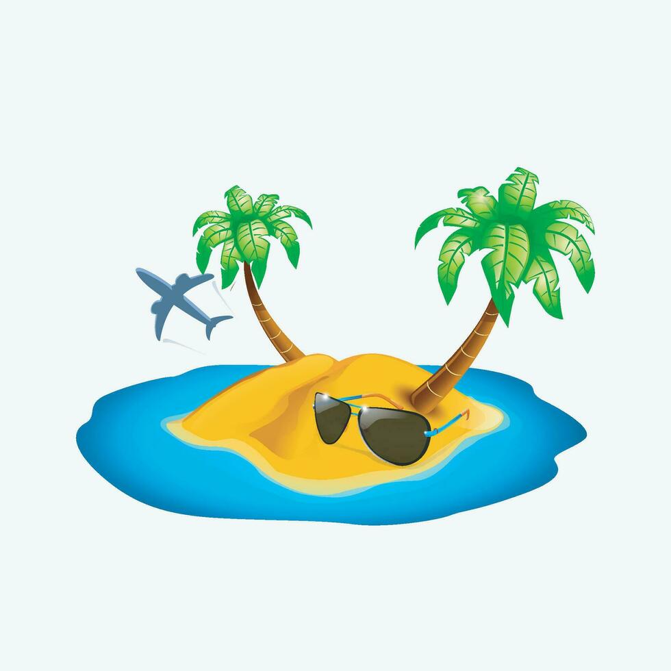 island with palms vector