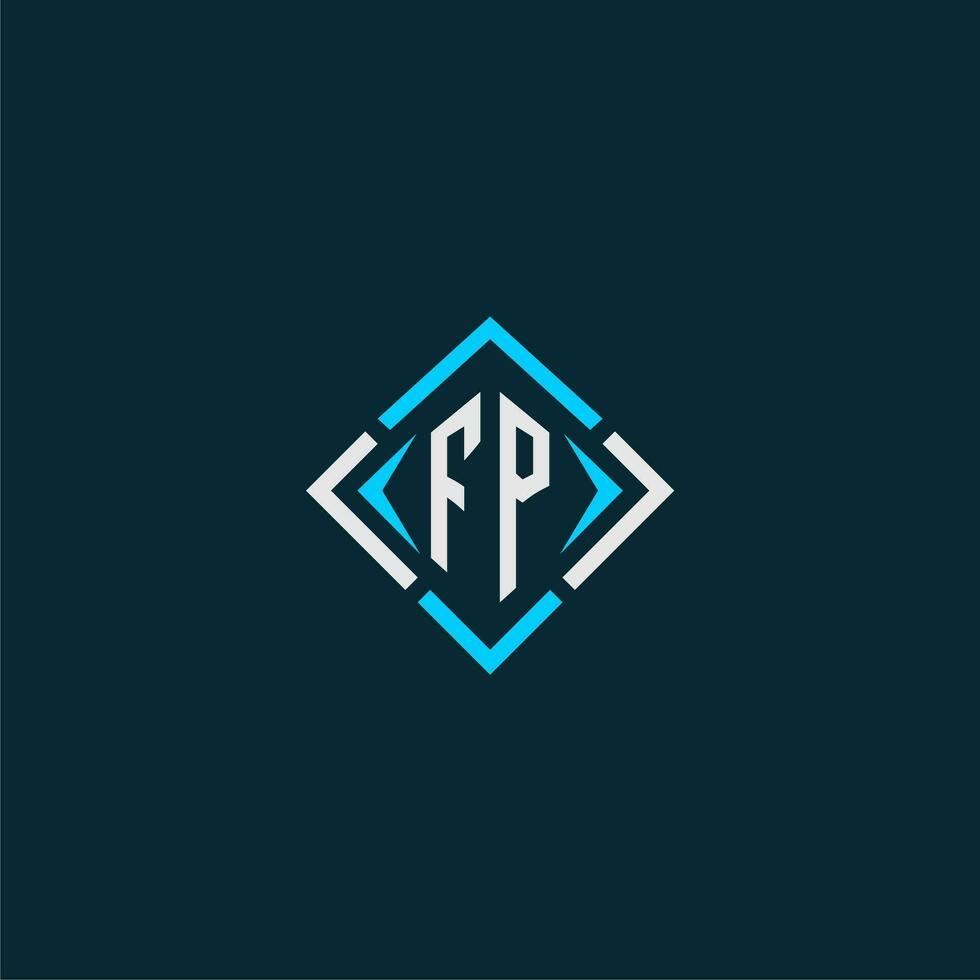 FP initial monogram logo with square style design vector