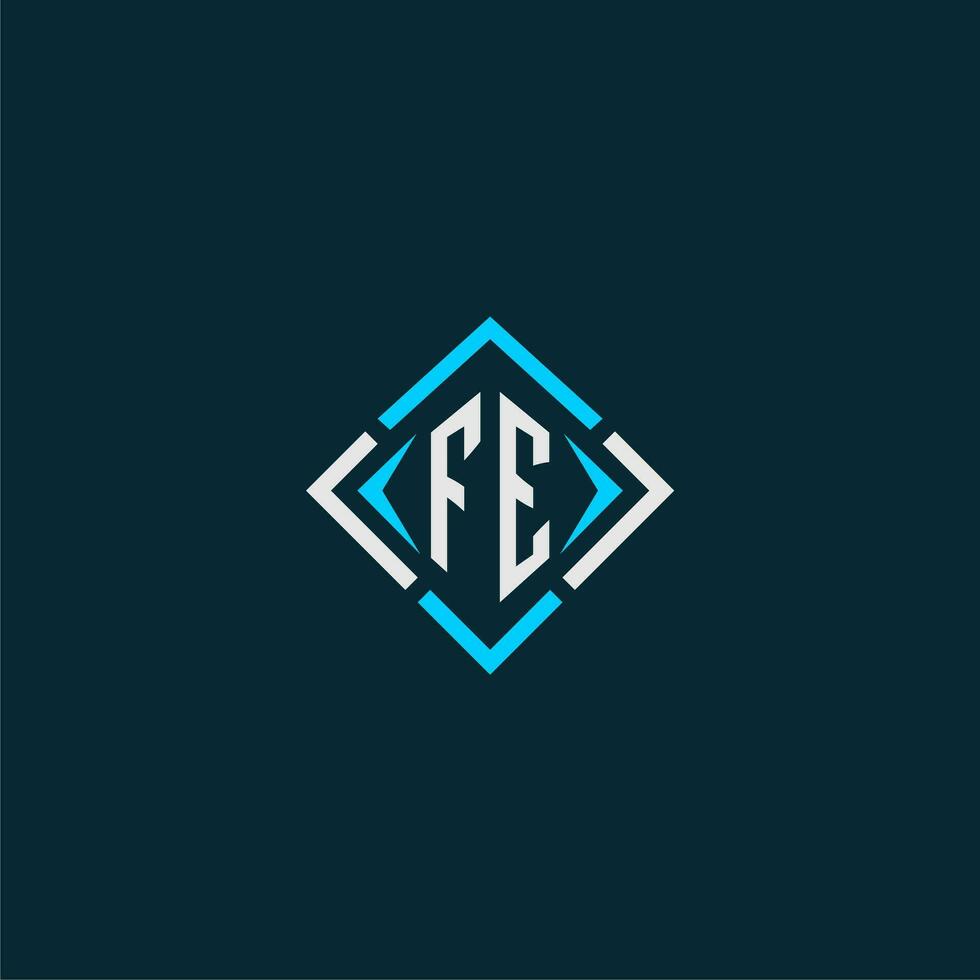 FE initial monogram logo with square style design vector