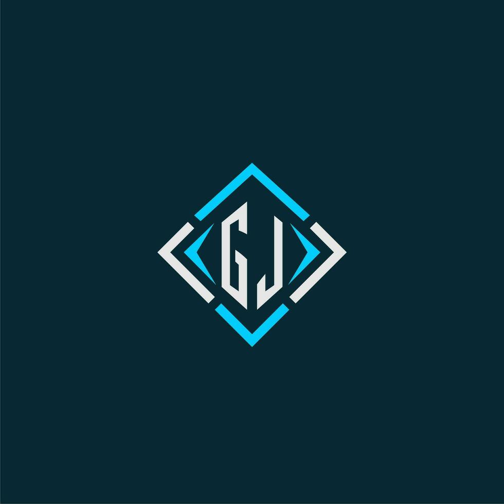 GJ initial monogram logo with square style design vector