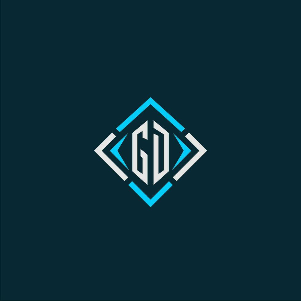 GD initial monogram logo with square style design vector