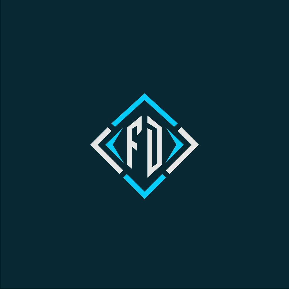 FD initial monogram logo with square style design vector