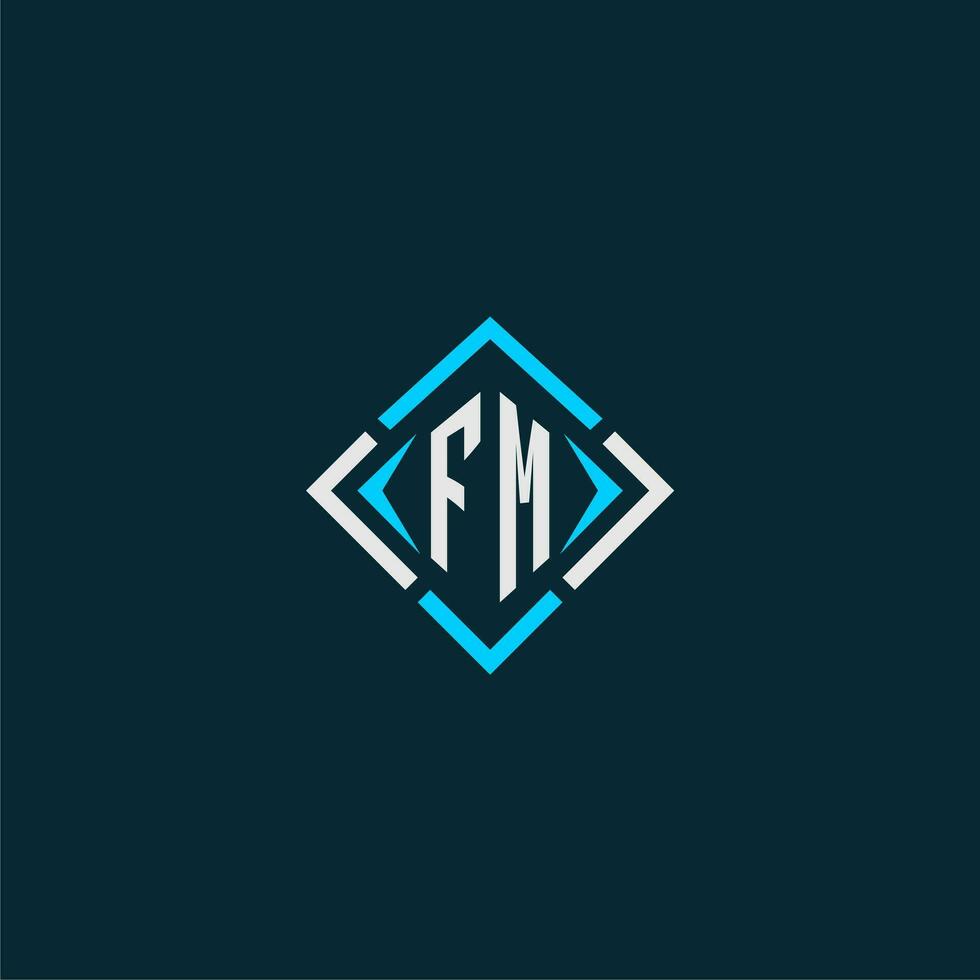 FM initial monogram logo with square style design vector