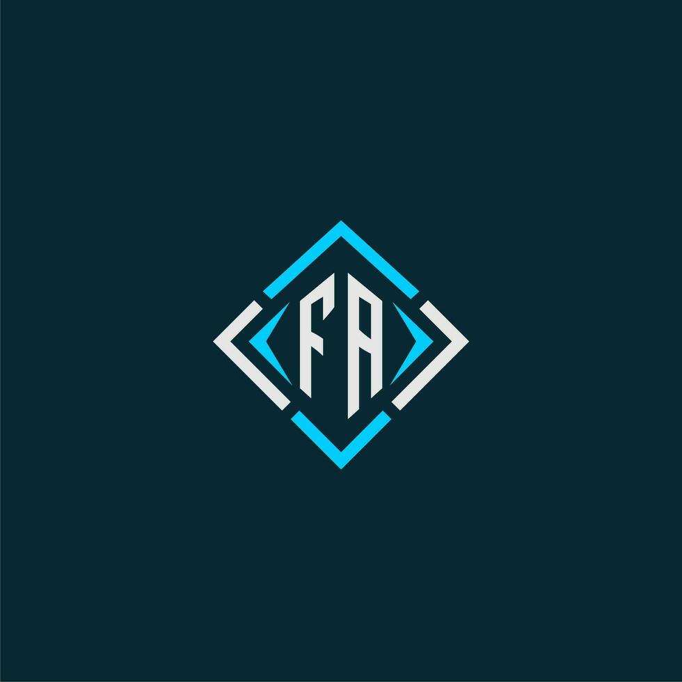 FA initial monogram logo with square style design vector