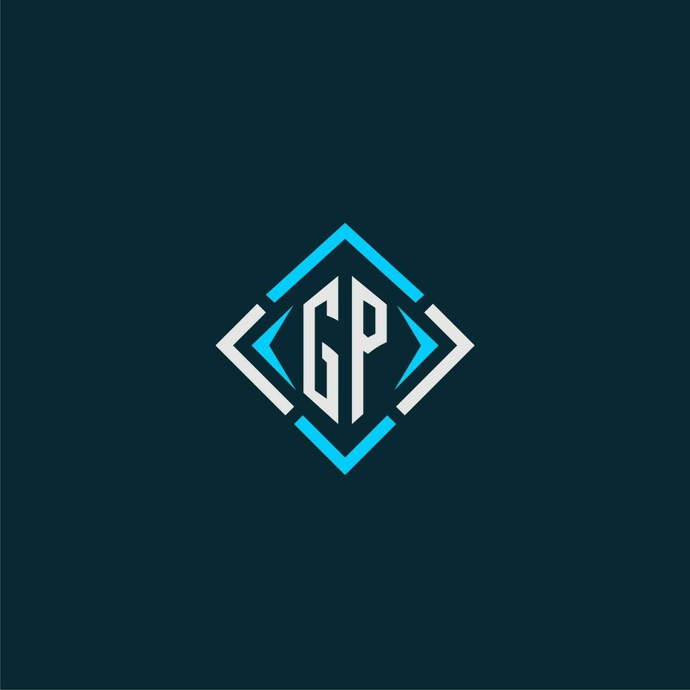 GP initial monogram logo with square style design vector