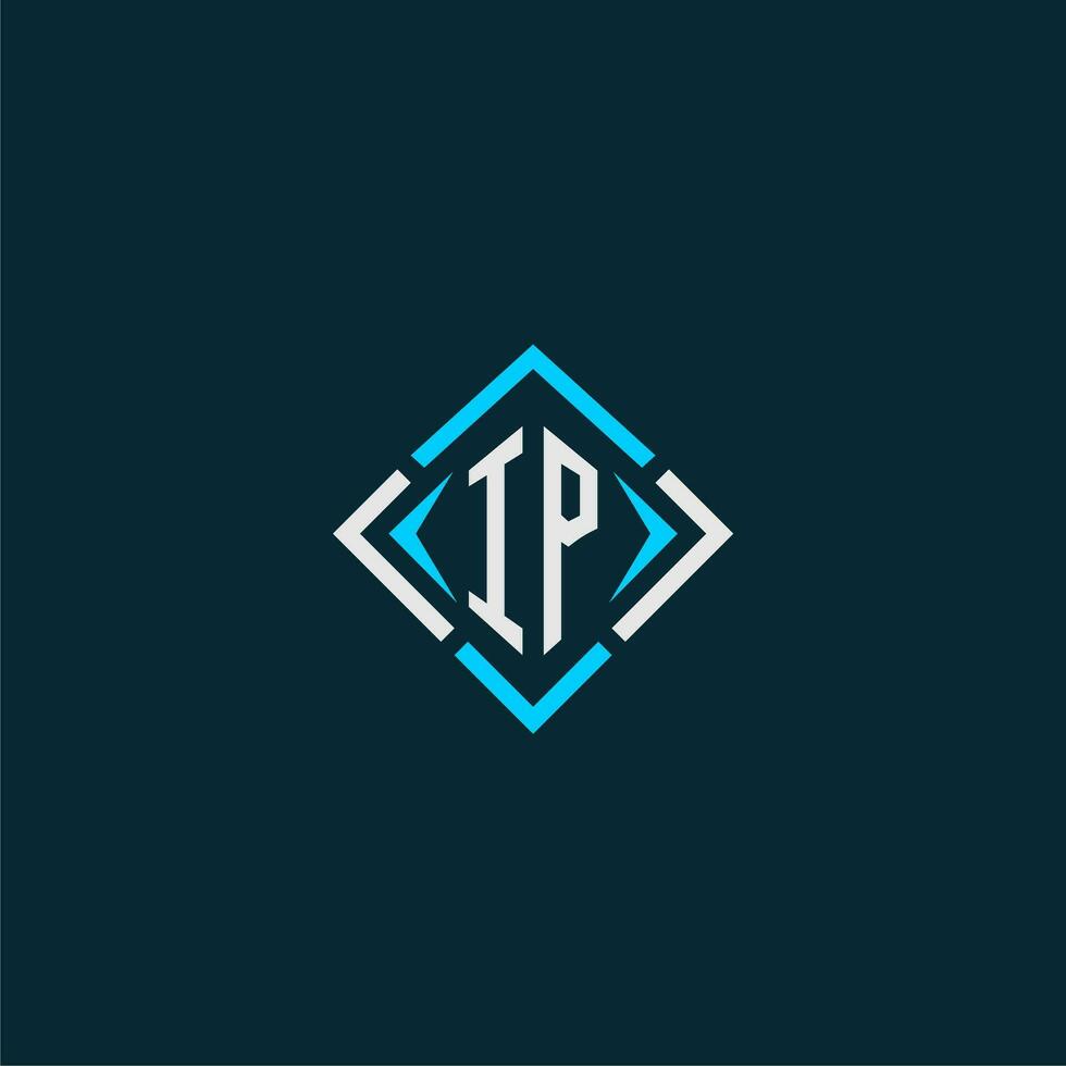 IP initial monogram logo with square style design vector