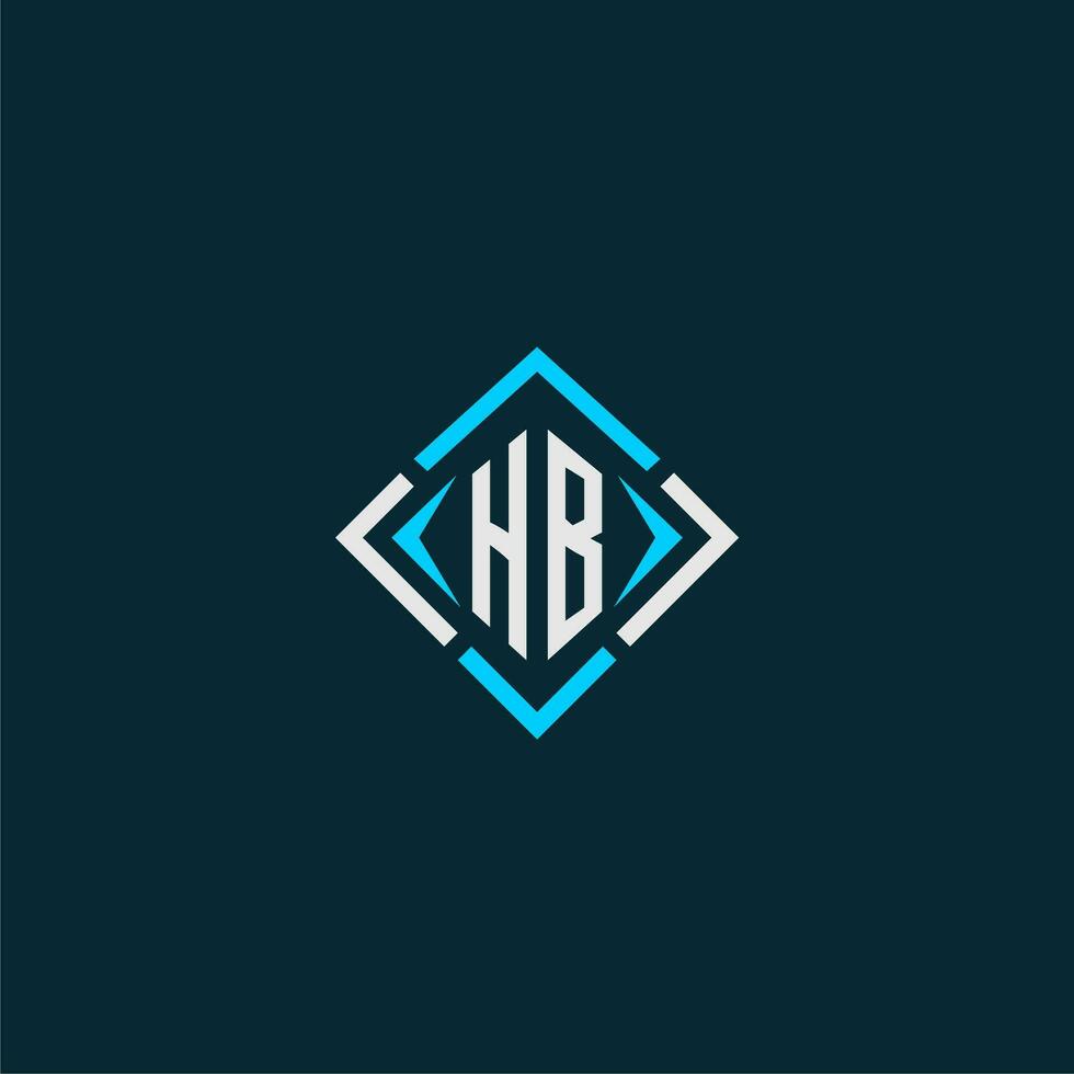 HB initial monogram logo with square style design vector