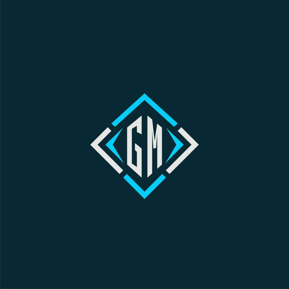 GM initial monogram logo with square style design vector