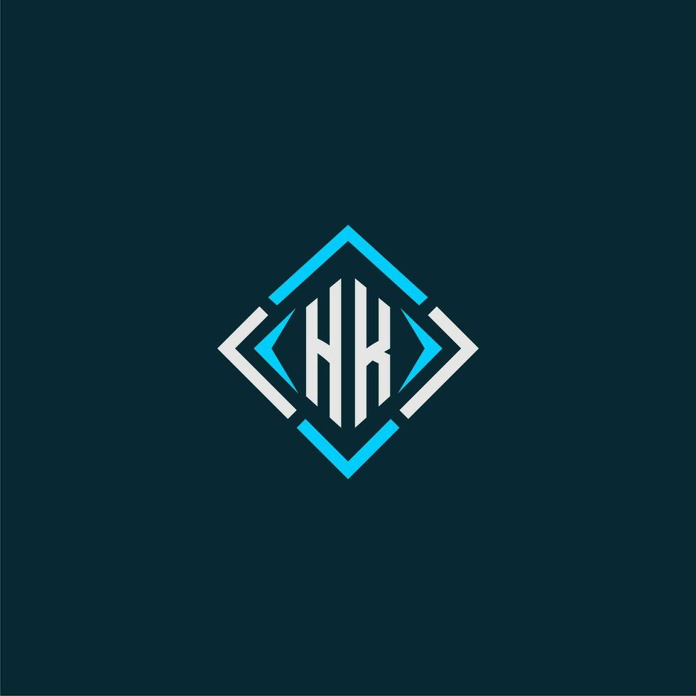 logotipo de monograma inicial hk con diseño de estilo cuadrado vector