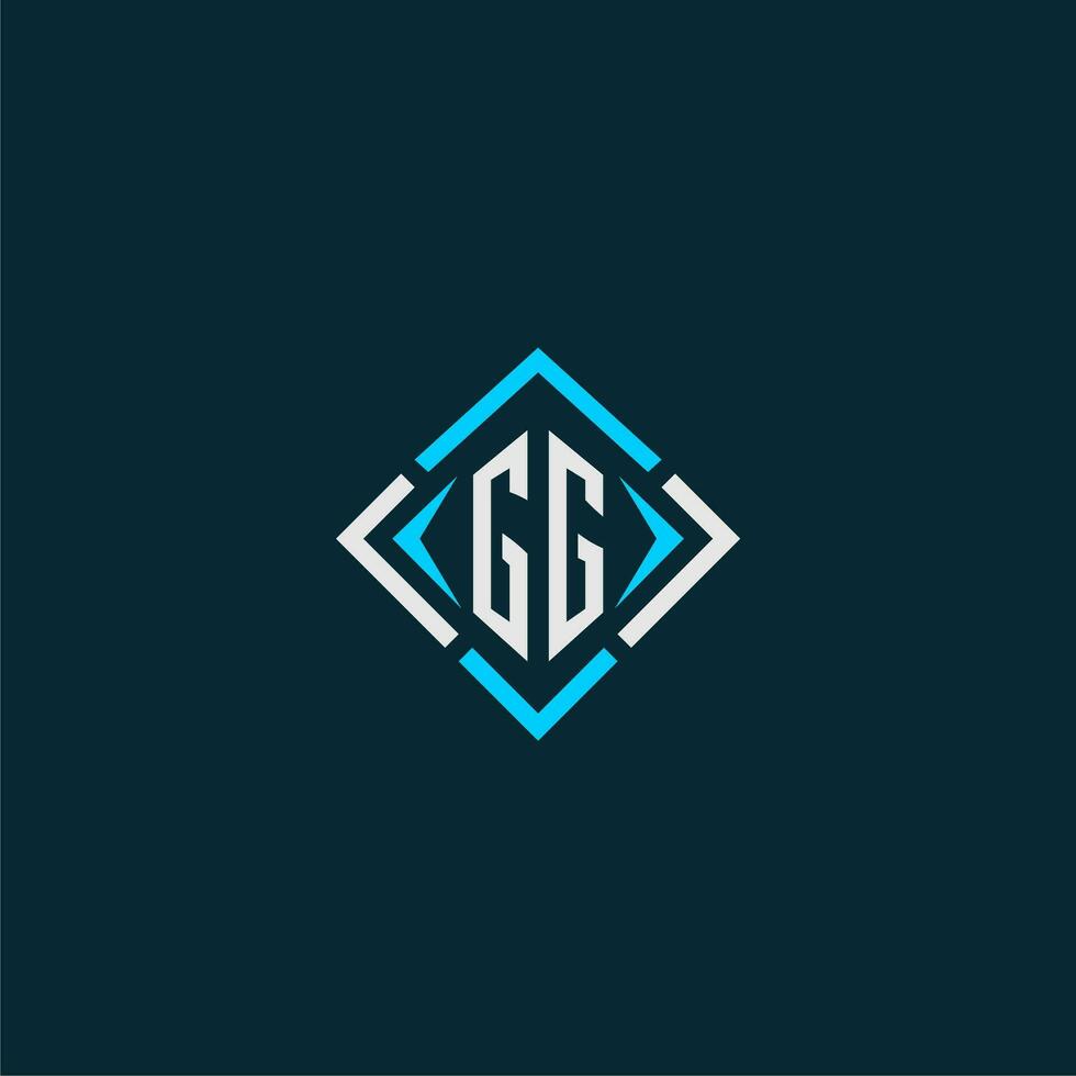 GG initial monogram logo with square style design vector