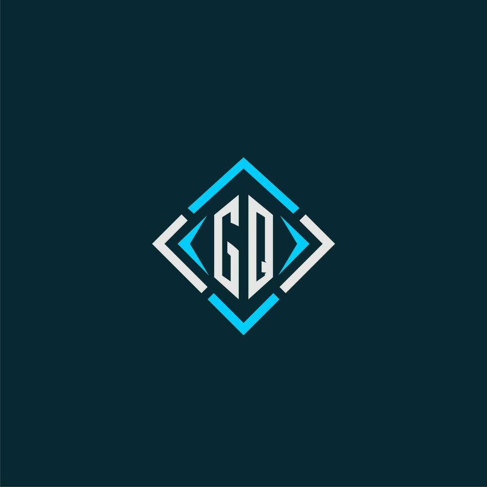 GQ initial monogram logo with square style design vector