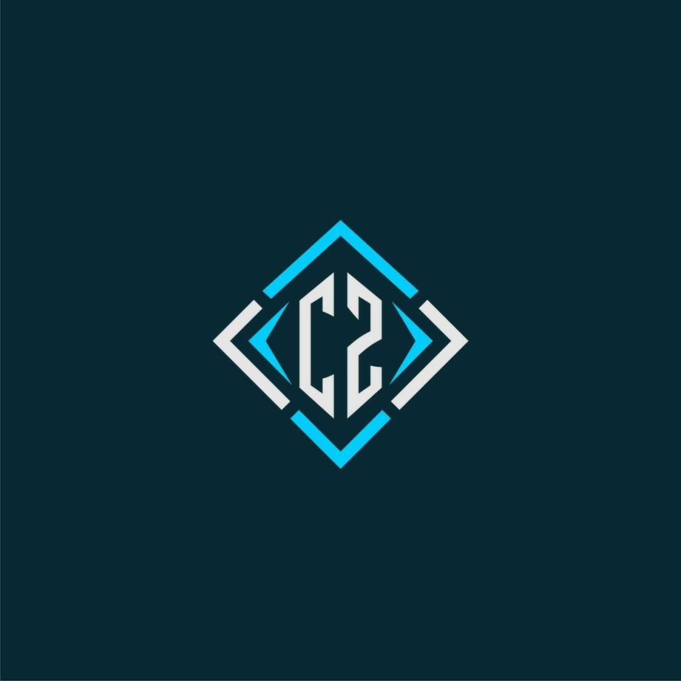 CZ initial monogram logo with square style design vector