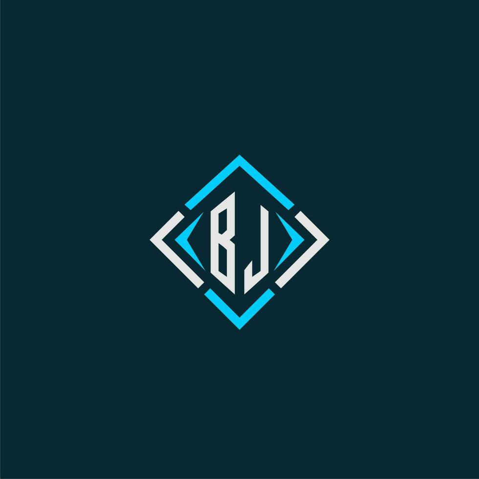 BJ initial monogram logo with square style design vector