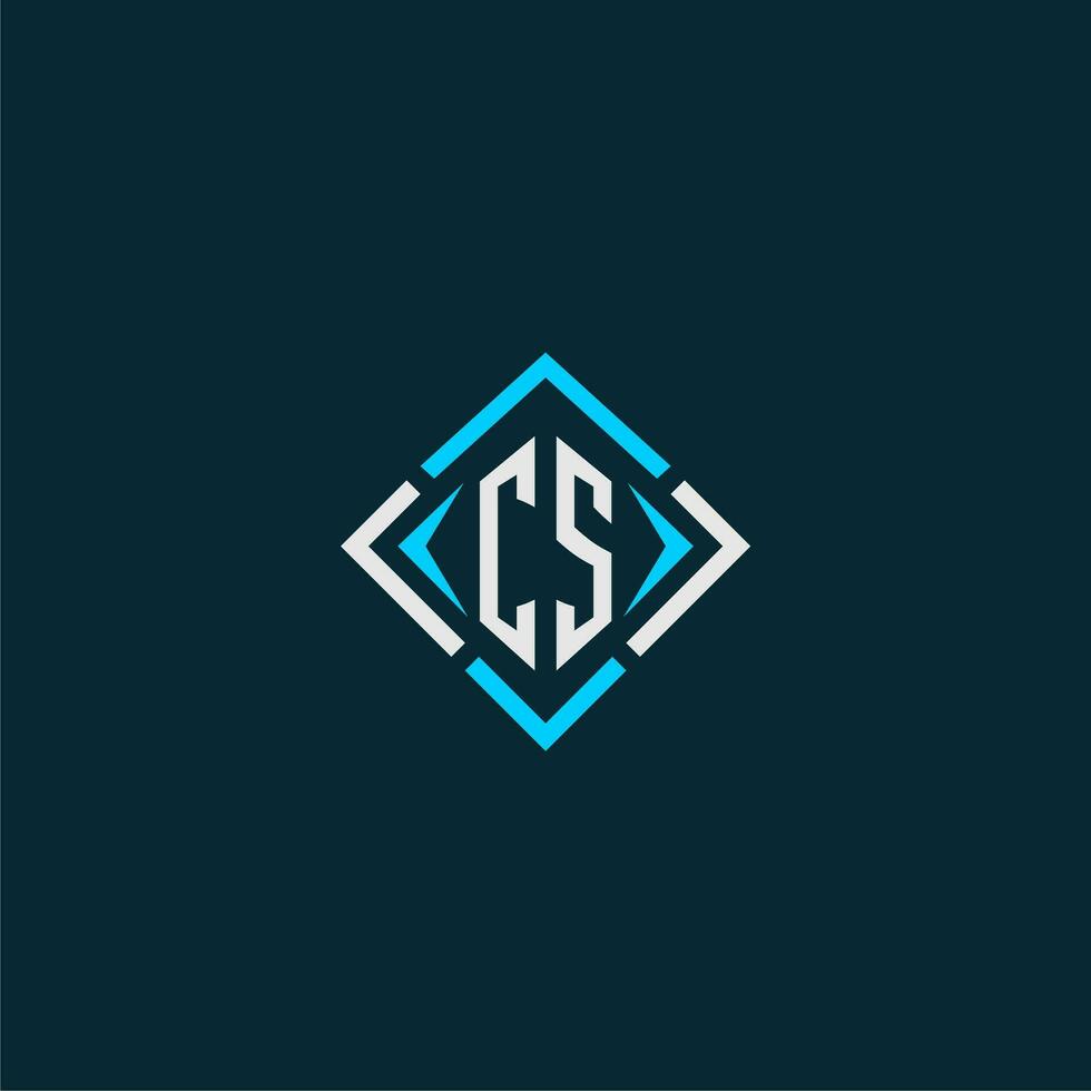 CS initial monogram logo with square style design vector
