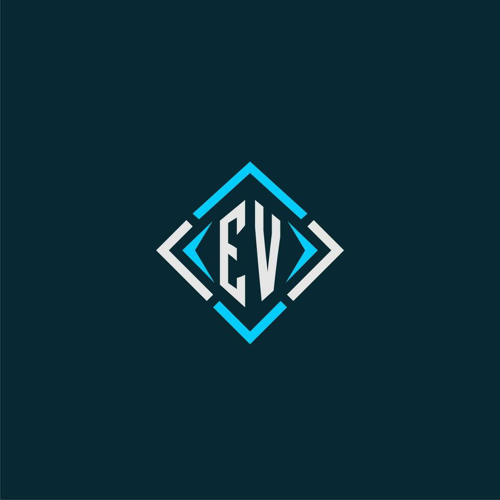 EV initial monogram logo with square style design vector