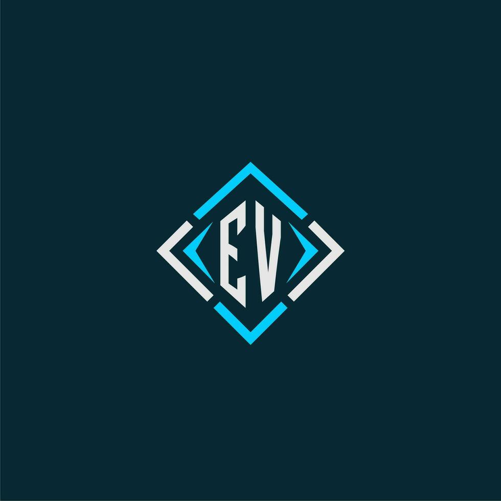 EV initial monogram logo with square style design vector