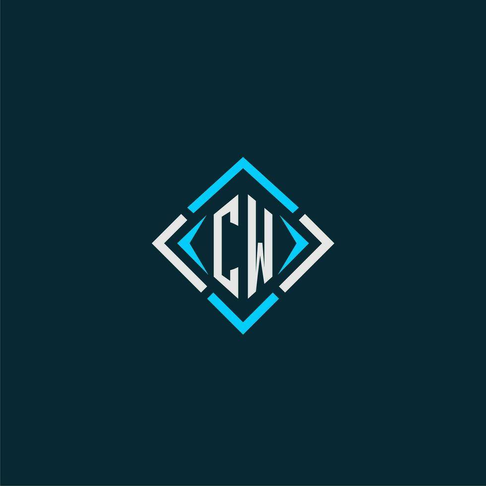 CW initial monogram logo with square style design vector
