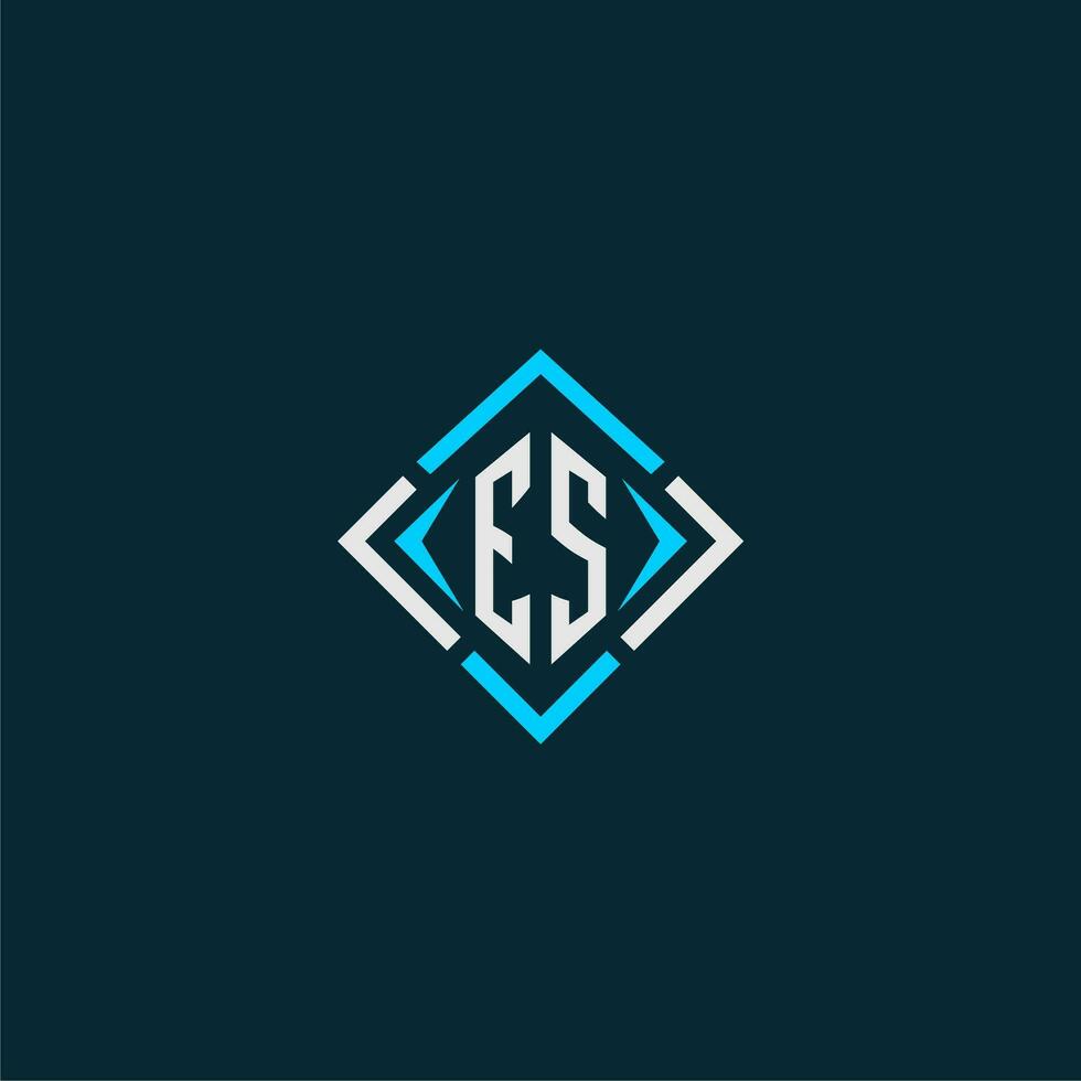 ES initial monogram logo with square style design vector