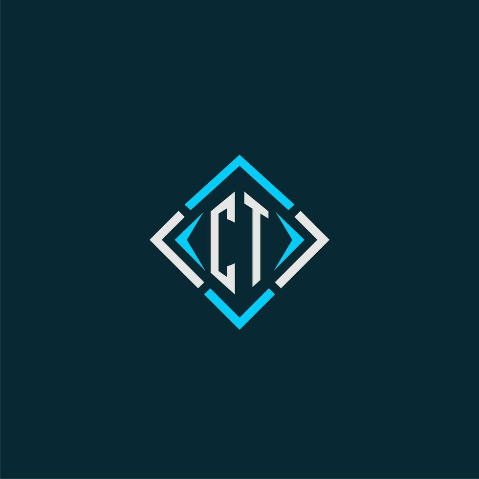 CT initial monogram logo with square style design vector