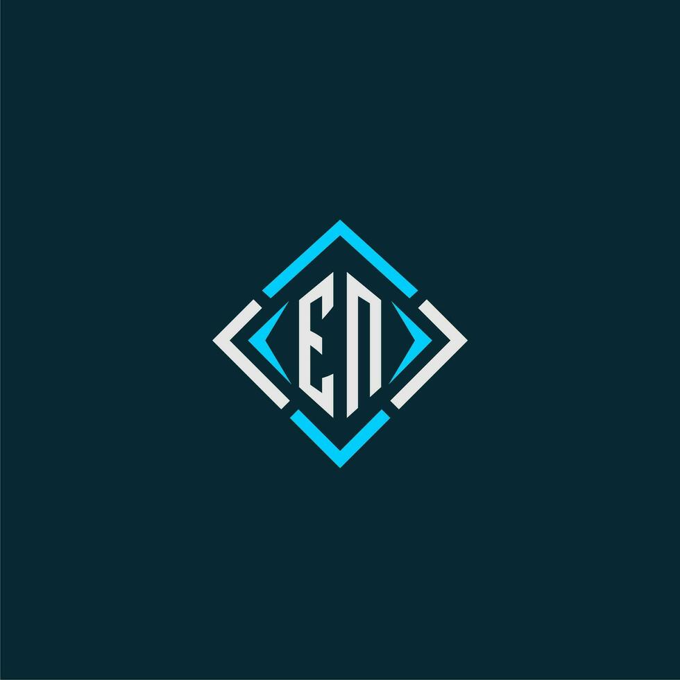 EN initial monogram logo with square style design vector