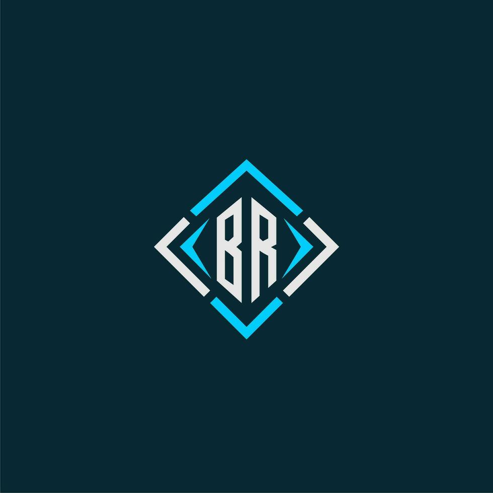 BR initial monogram logo with square style design vector