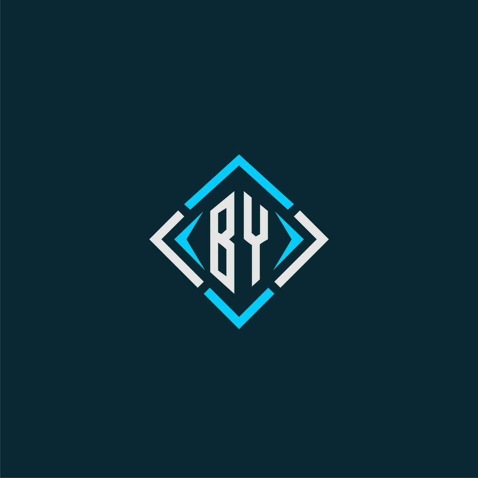 BY initial monogram logo with square style design vector