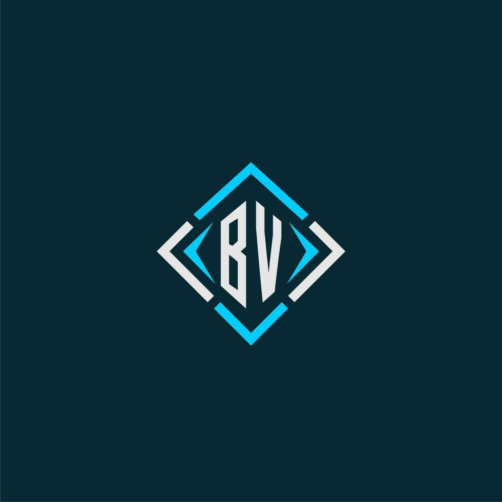 BV initial monogram logo with square style design vector