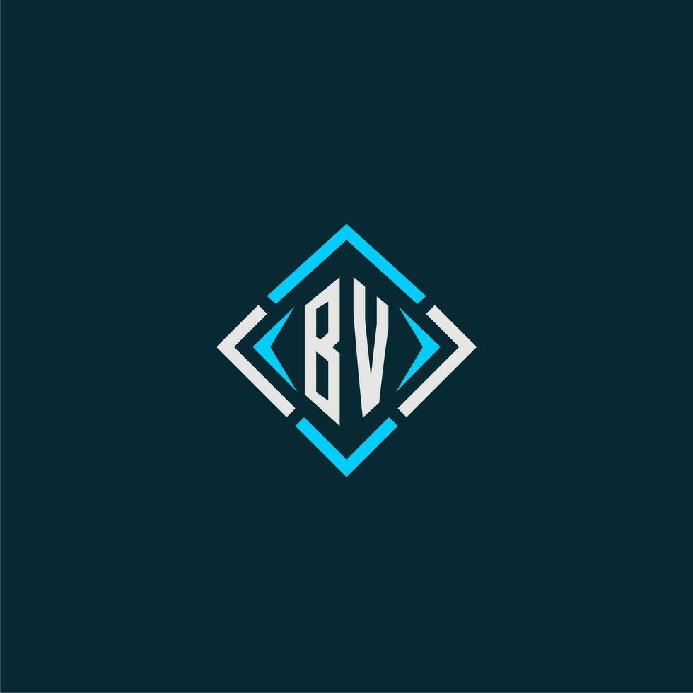 BV initial monogram logo with square style design vector