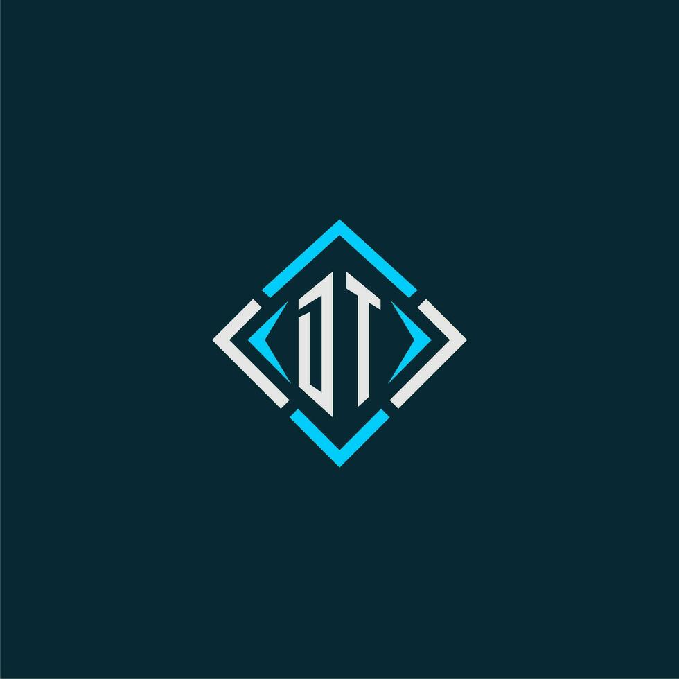 DT initial monogram logo with square style design vector