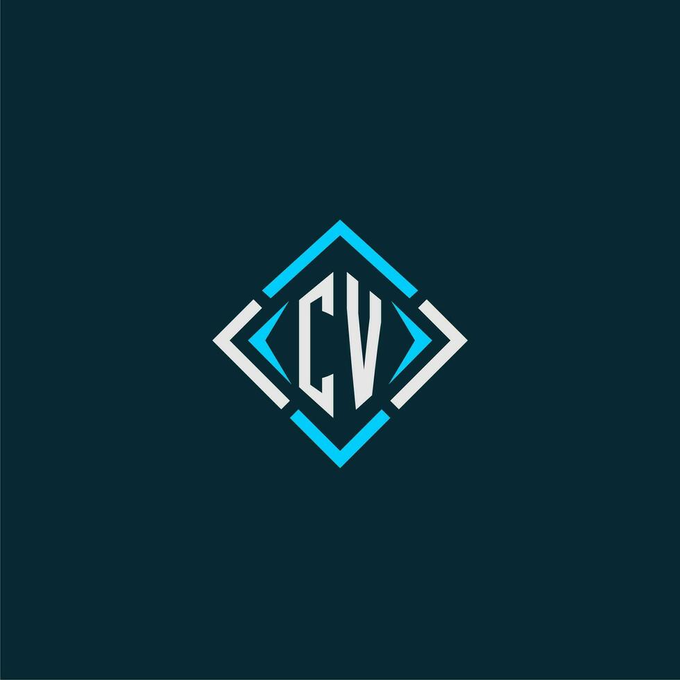 CV initial monogram logo with square style design vector
