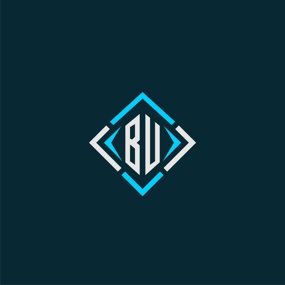 BU initial monogram logo with square style design vector