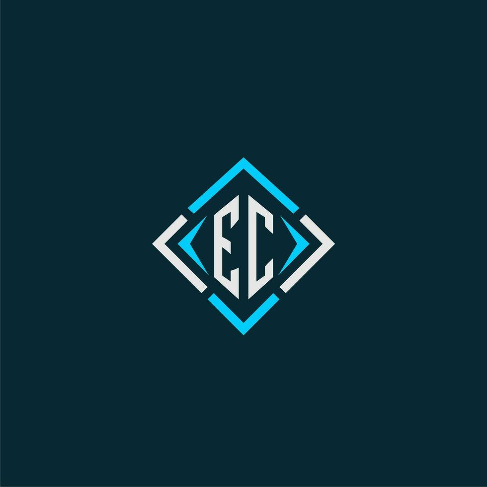 EC initial monogram logo with square style design vector