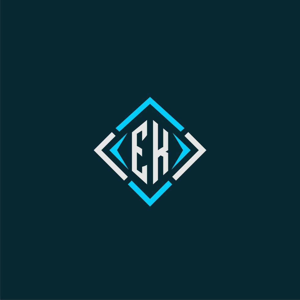 EK initial monogram logo with square style design vector