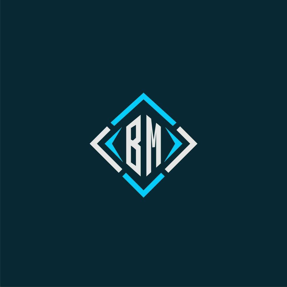 BM initial monogram logo with square style design vector