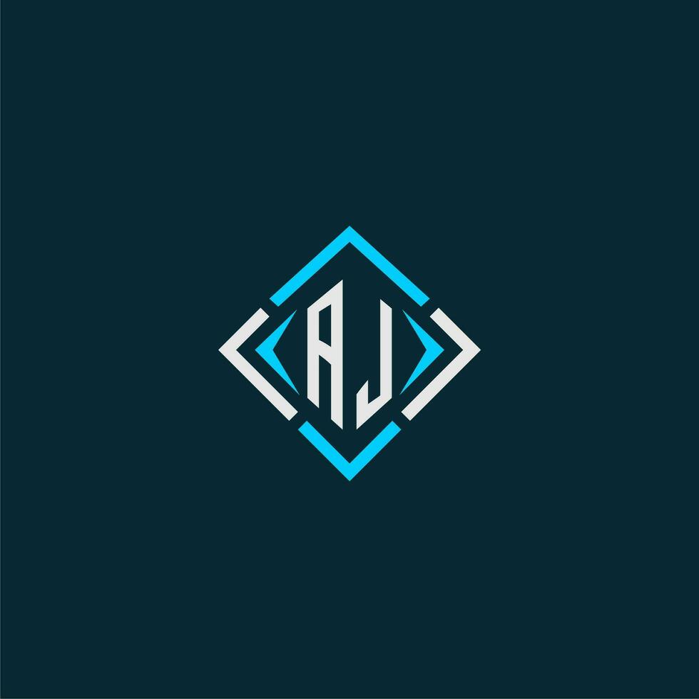 AJ initial monogram logo with square style design vector