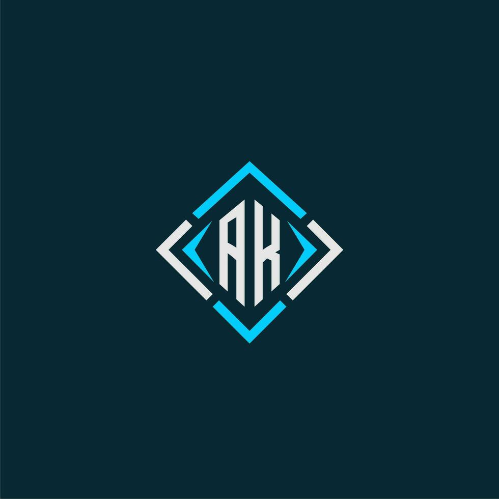AK initial monogram logo with square style design vector
