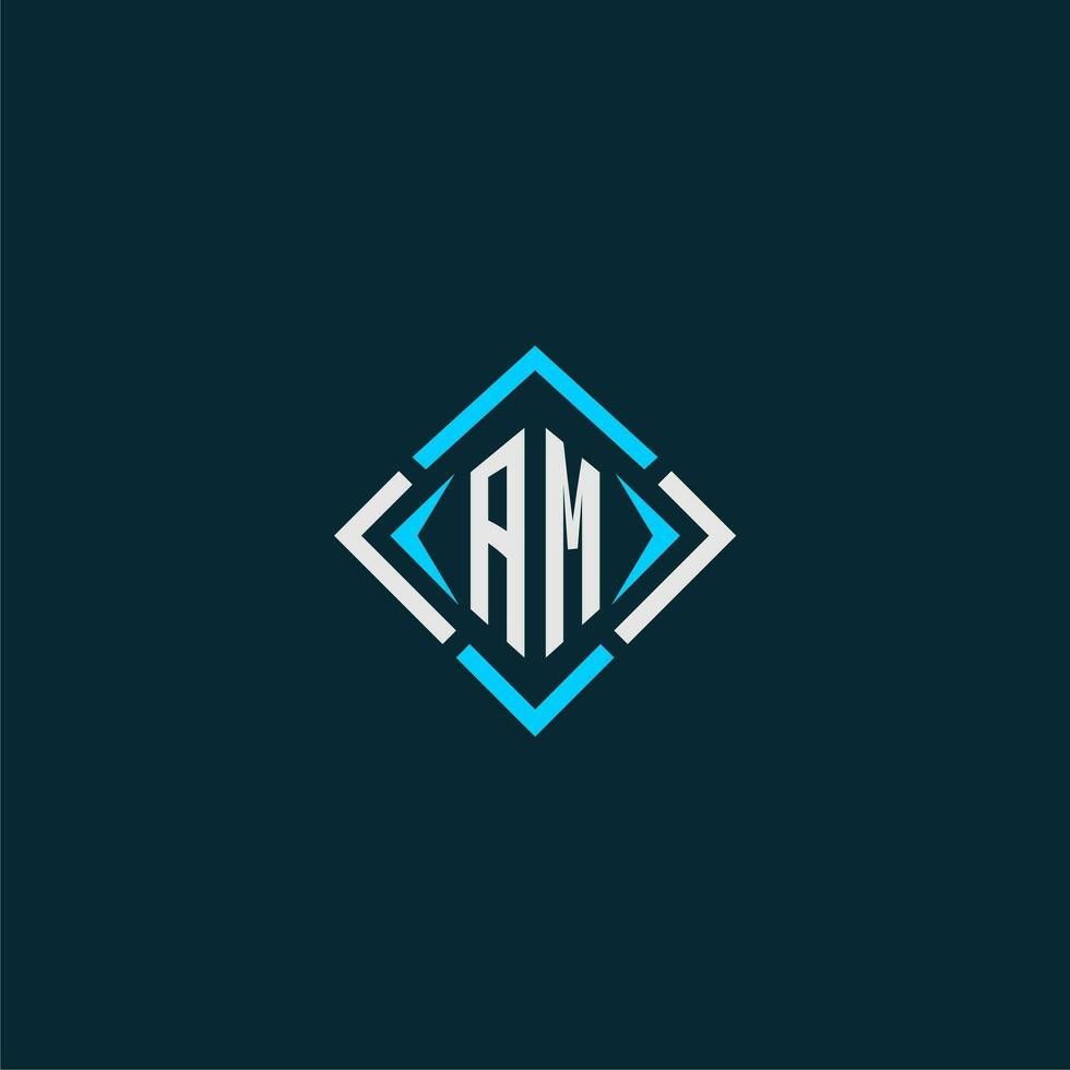 AM initial monogram logo with square style design vector