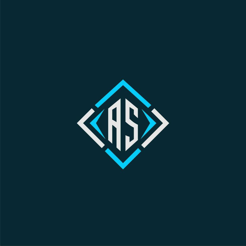 AS initial monogram logo with square style design vector