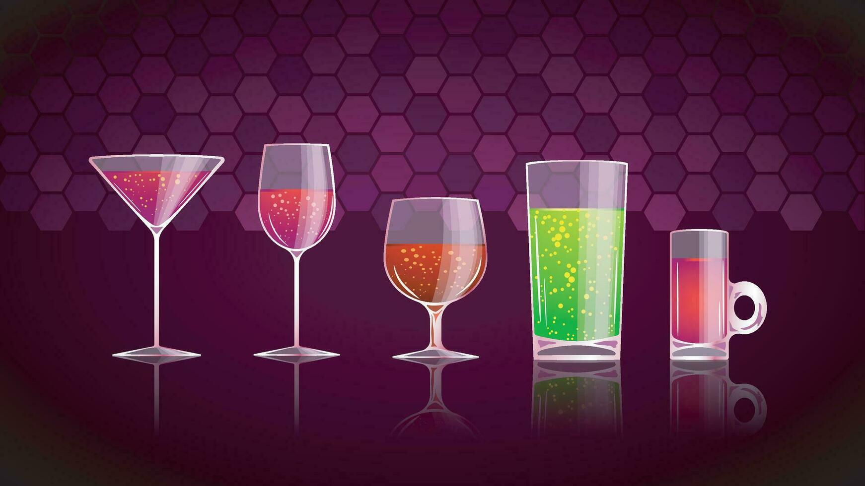 glass with drinks set vector