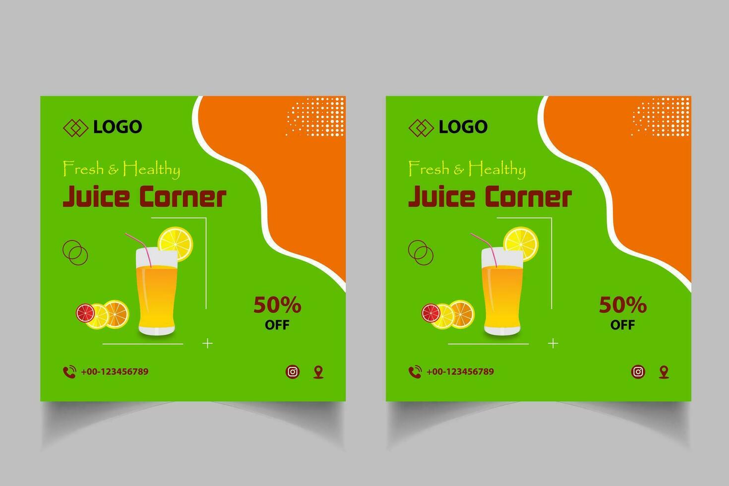 Special juice drink menu social media post template,  Perfect for social media post, Set of Orange Juice social media post templates,  Suitable for restaurant menu. vector