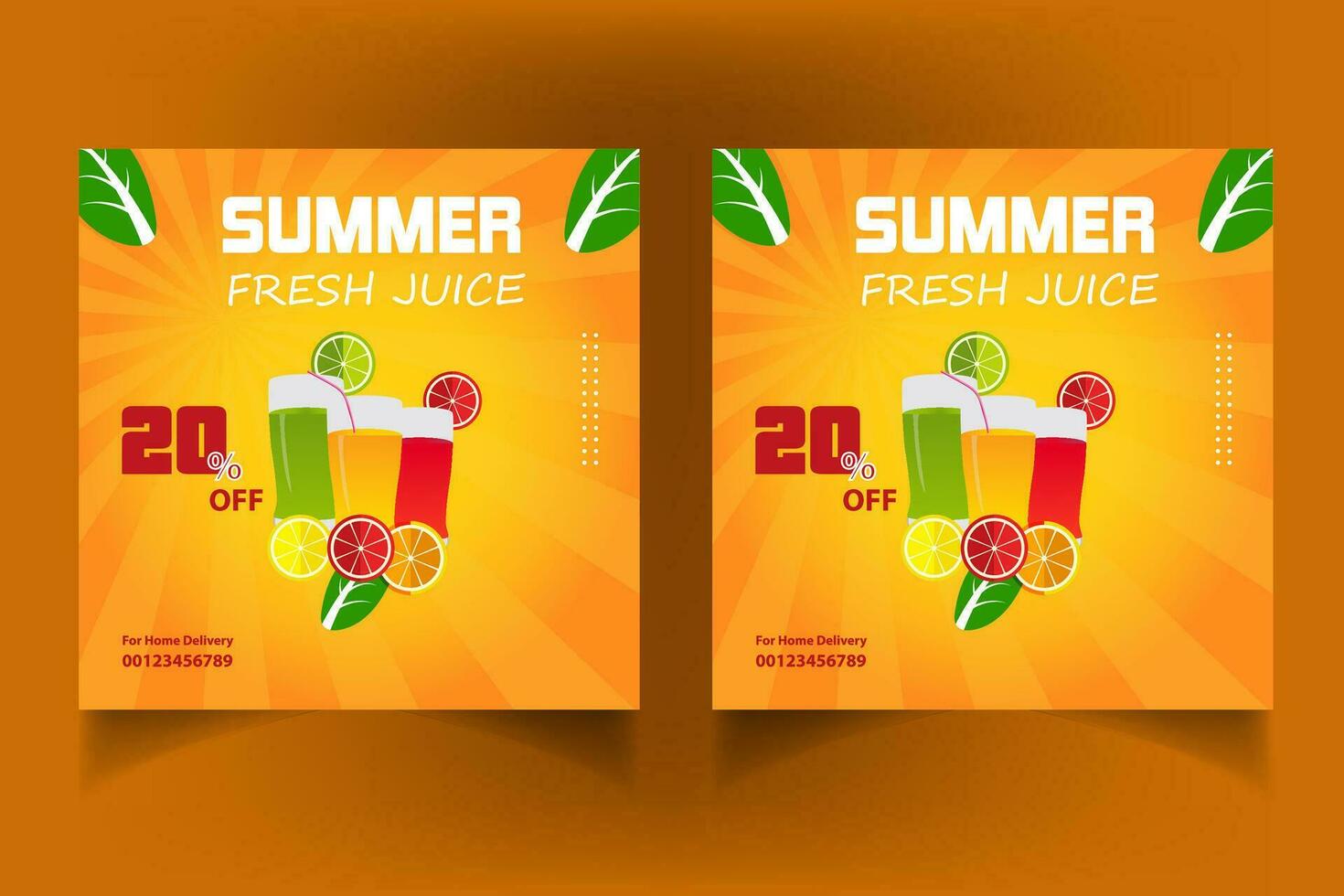 Special juice drink menu social media post template,  Perfect for social media post, Set of Orange Juice social media post templates,  Suitable for restaurant menu. vector