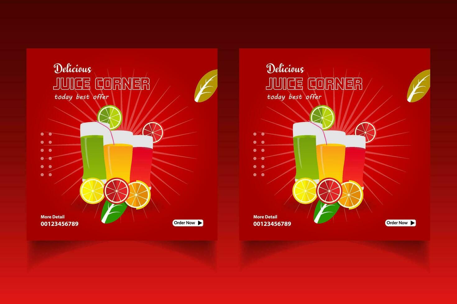 Special juice drink menu social media post template,  Perfect for social media post, Set of Orange Juice social media post templates,  Suitable for restaurant menu. vector