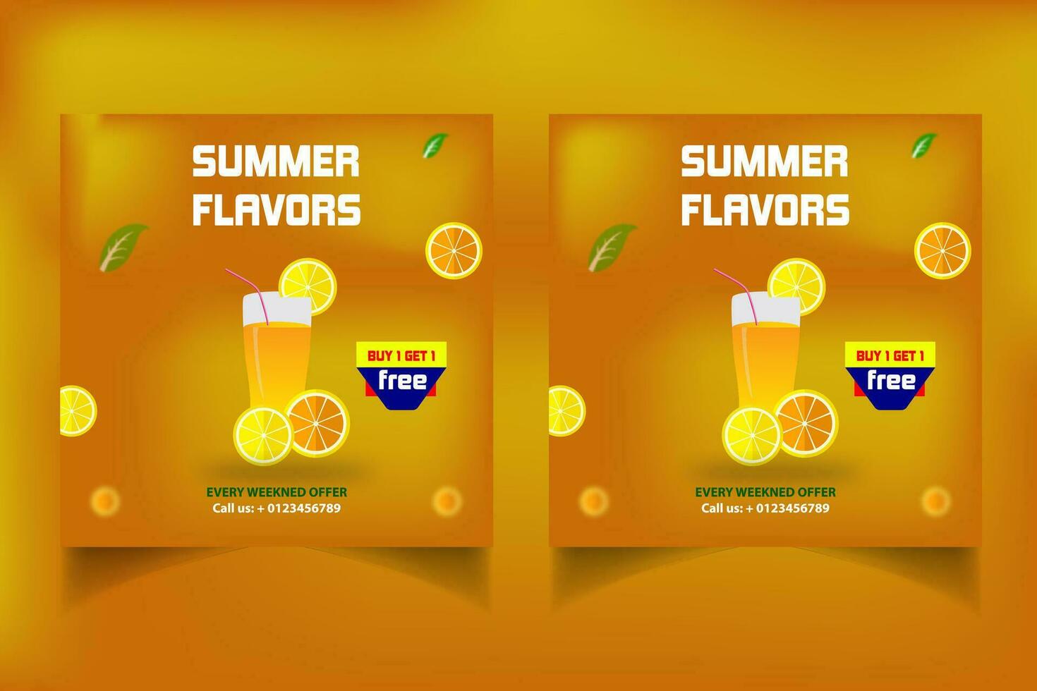 Special juice drink menu social media post template,  Perfect for social media post, Set of Orange Juice social media post templates,  Suitable for restaurant menu. vector